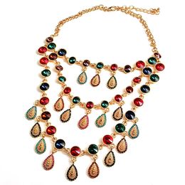 Statement Metal Rhinestones Necklace Accessories Handmade Fashion Colourful Crystals Necklaces Jewellery For Women 240329