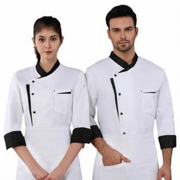 restaurant Chef Shirt Hotel Kitchen Jacket Men Women Profial Cook Uniform Bakery Cafe Waiter Working Clothes x6it#