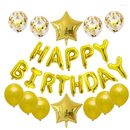 Party Decoration Happy Birthday Anniversary Gold Latex Balloon Five Pointed Star Aluminium Film 25 Pcs/Set Kids Adult Globos