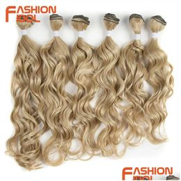 Pezzi di capelli Fashion Idol Fasci di onde profonde Tessuto Ombre Marrone 6 Pezzi 16-10 pollici 250G Estensioni sintetiche 2106158662702 Consegna a goccia Otfqi