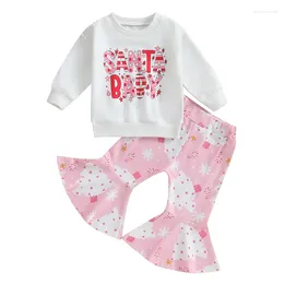 Clothing Sets Toddler Girls Pants Set Letters Print Sweatshirt Tree Flare Infant Baby Christmas Outfit