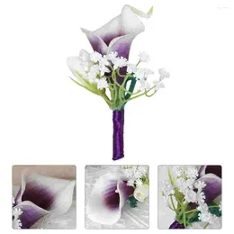 Decorative Flowers Corsage Bride Brooch Artificial Wedding Flower Clothing For Decoration Plastic Bridegroom