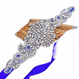 topqueen Luxury Jewel Belt Shiny Rhinestes Blue Stes Bride Wedding Dr S Women'S Accories Gown Appliques S487 t5xU#