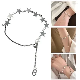 Charm Bracelets B36D Five-pointed Star Bracelet Fashion Metal Chain Statement Jewellery