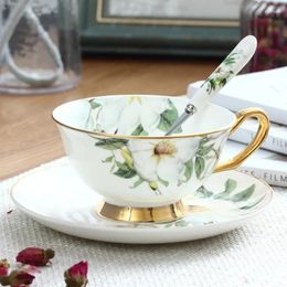 Cups Saucers High Quality Bone Porcelain Coffee Flower Ceramic On-Glazed Advanced Teacup And Sets Luxury Gifts