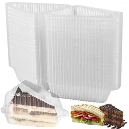Baking Tools 150Pcs Cake Slice Container Clear Triangle Dessert Box Reusable Food Packing Plastic Mousse Cheesecake Take Out