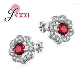 Stud Earrings Wedding Accessories 925 Sterling Silver Needle Bridal Jewelry Crystal Stone Charm Flower For Women/Girls