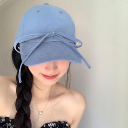 Ball Caps Fashion Bow Women Baseball Solid Colour Spring Summer Adjustable Sweet Peaked Hats Outdoor Female Casual Sports Sun