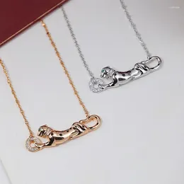 Disposable Flatware Classic Brand 925 Sterling Silver Spotted Leopard Necklace Women's Fashion High-end Luxury Jewellery Party Gifts For