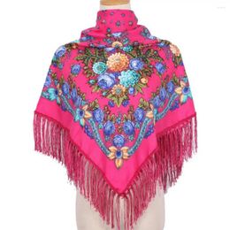 Scarves Ethic Style Floral Print Shawl Fringed Elegant Soft Warm Fall Winter Middle-Aged Elderly Women Square Blanket Scarf Neck Wrap