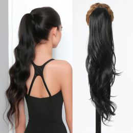 Ponytails Ponytails HAIRCUBE Synthetic Long Wavy Ponytail Drawstring Pony Tail Black Daily Clip In Hair Heat Resistant Fake Hair for Women