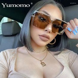 Sunglasses Rimless One-Piece European And American Fashion Cool Ocean Lens Windproof Sun Glasses