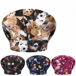 female Chef Uniform Accories Printing Canteen Restaurant Hotel Cooking Hat Pet Care Veterinarian Cleaning Medical Surgery Cap i4pi#