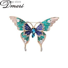 Pins Brooches Dmari Women Brooch 3-color Enamel Butterflies Lapel Pin Rhinestone Luxury Jewellery Accessories For Clothing Y240329