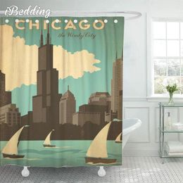 Shower Curtains Magnificent Building Curtain 3D Printed Bathroom Waterproof With Hooks Bath For Decoration