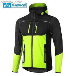 Cycling Jackets INBIKE mens winter cycling jacket with hood warm wool windproof jacket mens outdoor cycling clothing for hiking24329