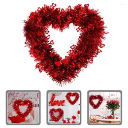 Decorative Flowers Holiday Garland Valentine's Ornament Heart-shape Decoration Christmas Wreath Ornaments Plastic Door Tinsel