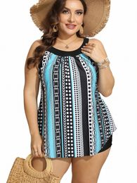 retro Printed Plus Size Bikini Women Fi Female Beach Split Swimwears Set Spring Summer Girl High Waist Swimsuit A4VH#