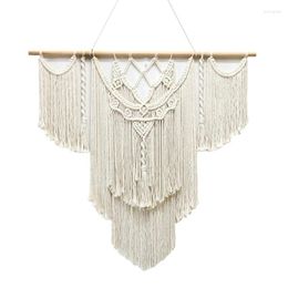 Tapestries Large Macrame Wall Hanging Tapestry With Wooden Stick Handwoven Bohemian Tassel Curtain Wedding Boho Decor