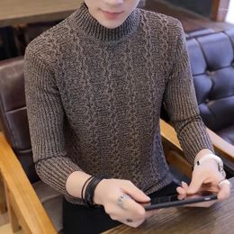 Men's Sweaters Man Clothes Half Collar Turtleneck Knitted For Men Striped Graphic Black Pullovers Winter 2024 X Sheap A