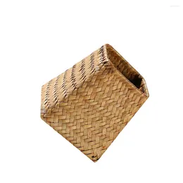 Vases Braided Vase Pen Holder Woven Storage Container Basket Organiser Bamboo Decor Desktop Seaweed Practical Multipurpose