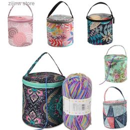 Other Home Storage Organization New circular knitted bag for household daily storage wool yarn crochet sewing needle weaving tool bag Y240329