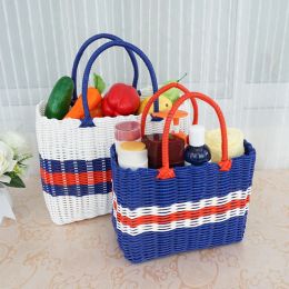 Baskets Handmade Wicker Shopping Basket Home Vegetable Fruit Packing Picnic Storage Basket Garden Imitating Rattan Woven Flower Basket
