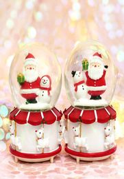 DHL 12 styles Santa Claus Crystal Ball Christmas Lights water ball rotating snow music box of Christmas Gifts Kids Toys9862718