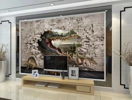 Wallpapers 3d Murals Wallpaper For Living Room Brick Wall Animal Stereo Painting Background