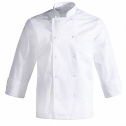 lg Sleeve Chef Jacket Unisex Men Women Restaurant Hotel Cook Coat Kitchen Clothes Waiter Baker Uniform 88Am#