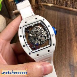 Luxury Mens Mechanical Watch White Ceramic Automatic Hollowed Out Luminous Tape Personalised Waterproof Swiss Movement