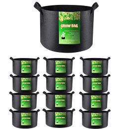 Bags 12 Pack 1/3/5/7/10 Gallon Grow Bags Heavy Duty Thickened Nonwoven Plant Fabric Pots with Handles Suitable for Vegetables Flowers