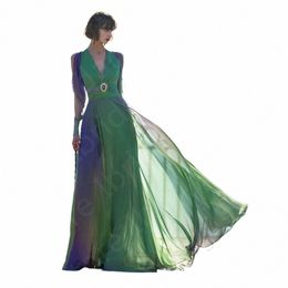 latest Gradient Coloured Mother Dres Boho Off Shoulder Mother of the Bride Gown Lg Sleeve Beach Wedding Guest Dr Back Out H58K#