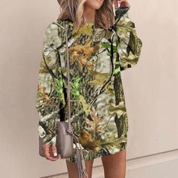 Casual Dresses Vintage Pullover Sweatshirt Dress Women Print Long Sleeve Loose Sweater Autumn Winter Comfortable Hoodies