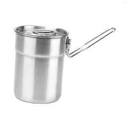 Mugs Stainless Steel Cup 1L Multifunctional Durable Reusable With Foldable Handle Camping Mug For Party Traveling Hiking Kitchen BBQ