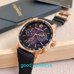 Brand AP Wrist Watch Epi CODE 11.59 Series 26393OR Rose Gold Smoked Purple Plate Mens Fashion Leisure Business Sports Chronograph Watch