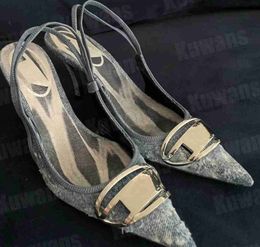 D-Venus SB Denim Heels Slingback Womens Sandals Pumps D Kittie Canvas Venus Beach Summer Luxury Designer High Heel Party Sexy Wedding Leather Fashion Shoes 3455524