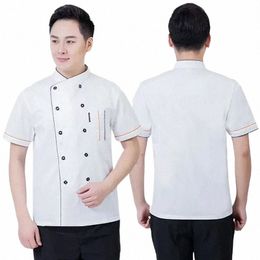 chef Uniform Short-sleeved Summer Breathable Men's and Women's Baking Pastry Chef Work Clothes Dert Shop Bakery W4ms#