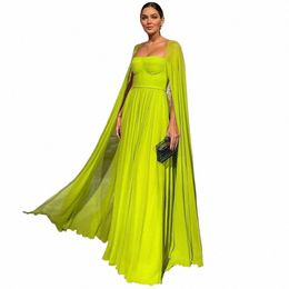 sevintage A Line Minit Green Chiff Formal Prom Gowns Women Lg Cap Sleeves Evening Party Dres Butts Back Event Dr D27R#