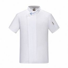 hotel Uniform Short Sleeve Chef's Clothes Bakery Coverall Cafe Waiter Shirt Restaurant Kitchen Jackets Summer Cook Uniform White b8Fl#