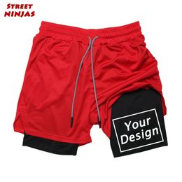 Custom Printing 2 in 1 Athletic Gym Shorts for Men Performance Compression with Pocket Quick Dry Stretch Workout Fitness 240322