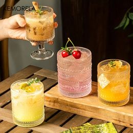 4PCS 250/300/450ML Hobnail Iced Beverage Goblets Vintage Drinking Glass Cup Wine Soda Juice Glassware set for Parties Bars 240320