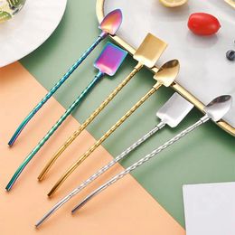 Drinking Straws Coffee Mixing Spoon Rust Prevention Philtre Straw Glossed Sippy Easy To Clean Threaded Tube Suction Pipe Shovel