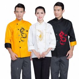 chef's Lg-sleeved Outfit Wear Work Clothes Unisex Overalls Hotel Kitchen Chef Uniform Restaurant Food Service m5j2#