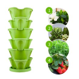 Planters Stackable Planter Multilayer Stackable Flower Pot Tower for Strawberry Herb