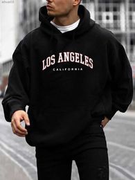 Men's Hoodies Sweatshirts Los Angeles printed hoodie cool mens hoodie mens casual graphic design zippered hooded sweatshirt with kangaroo pocketL2403