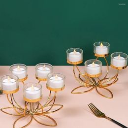 Candle Holders Fashion Gold Colour Metal Candlestick Holder Valentine's Day Romantic Candlelight Dinner Props Stand Home Table Ornament