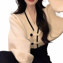 neploe V Neck Ctrast Color Stripe Batwing Sleeve Outerwear Chic Butts Sweater Jacket Early Autumn Vintage Cardigan Mujer Y2k c5gG#