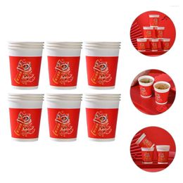 Disposable Cups Straws 50 Pcs Thicken Paper Cup Banquet Water Glasses Drinking Base Coffee