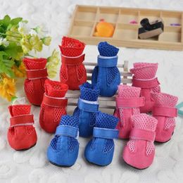 Dog Apparel 4Pcs/set Mesh Breathable Shoes Non-slip Puppy Casual Spring Summer Comfortable Teddy Pet Products